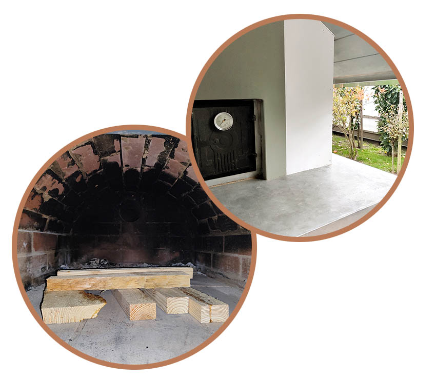 Detailansichten des Holzbackofens